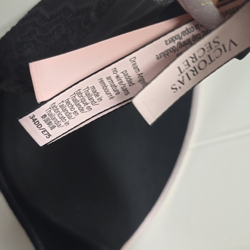 NEW 34DD Victoria's Secret Black and Pink Lace Bra - Picture 7 of 8